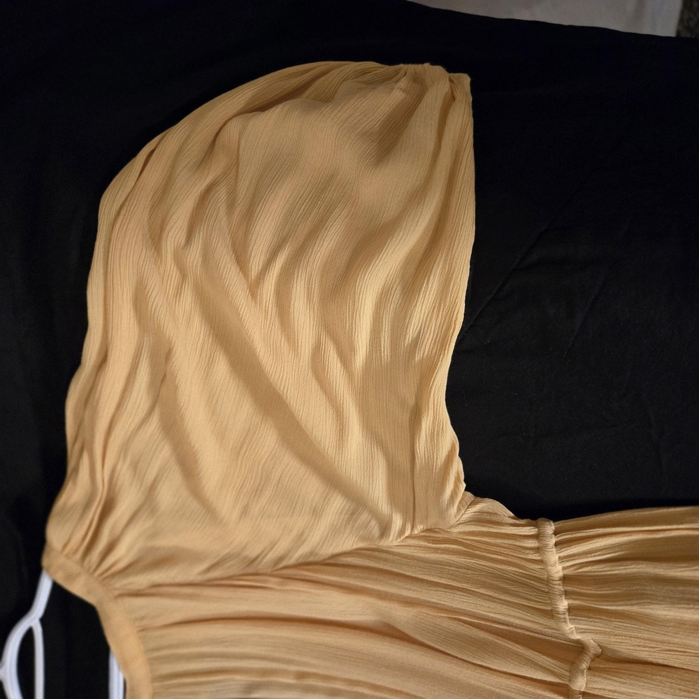 Free People Dress Womens Large Gold Crossroads Maxi V-Neck Sleeve Boho Peasant - Picture 15 of 16